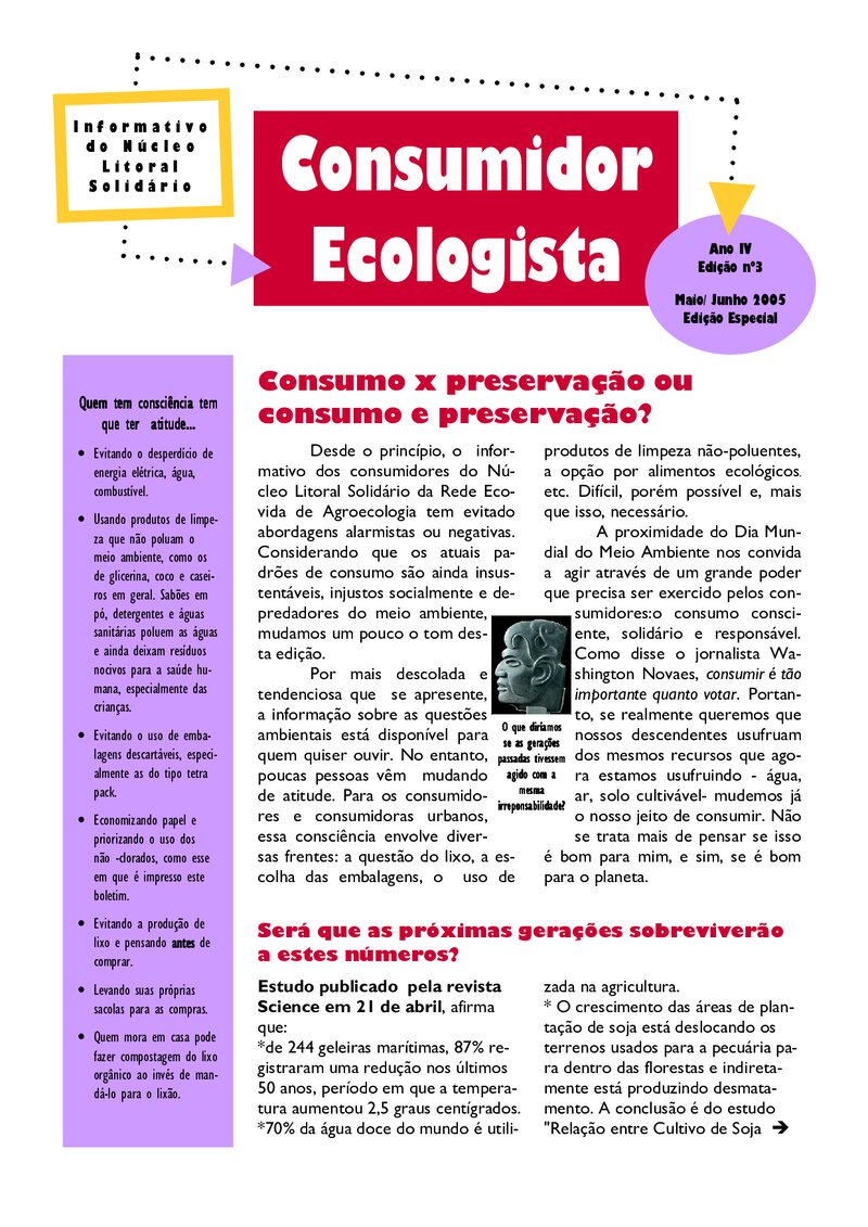 Consumo x Preservação ou Consumo e Preservação