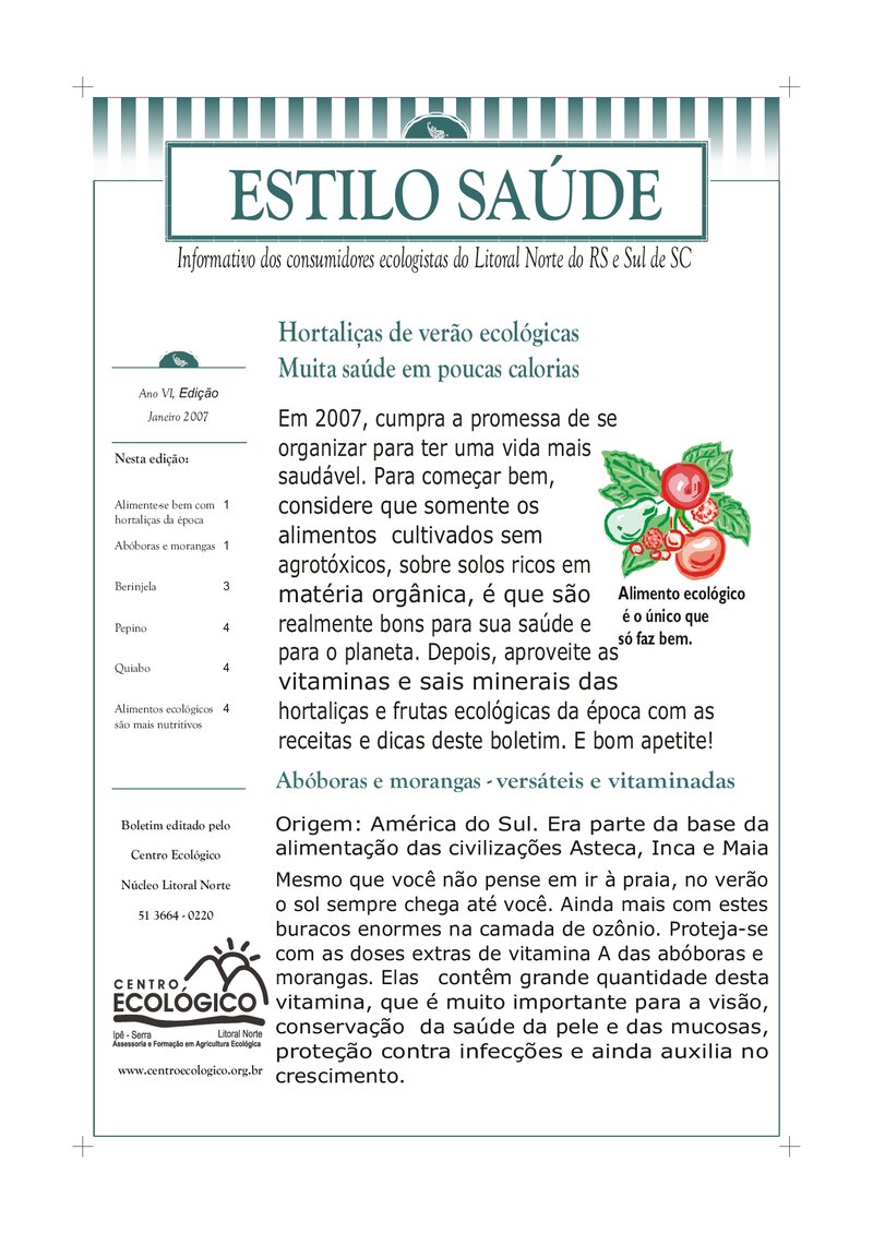 Estilo Saúde – Hortaliças de verão ecológicas