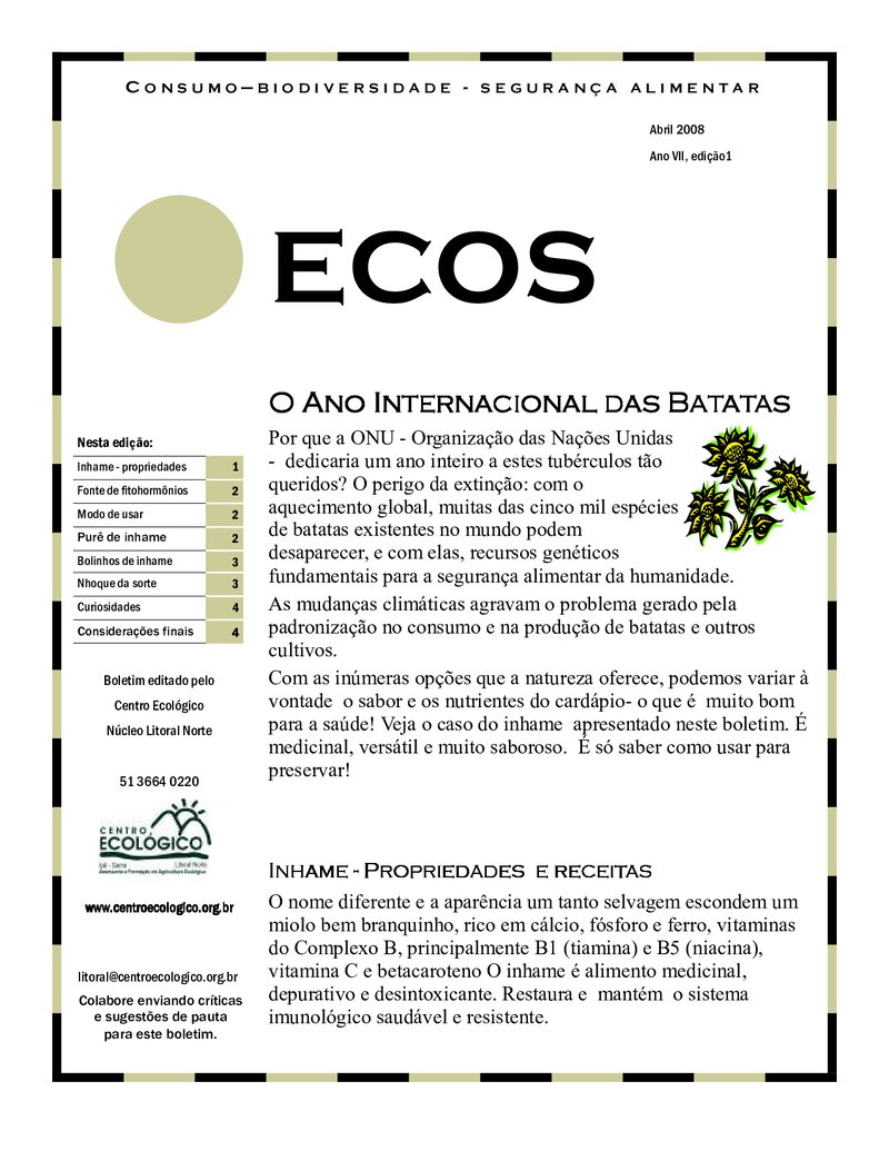 Inhame e o Ano Internacional das Batatas